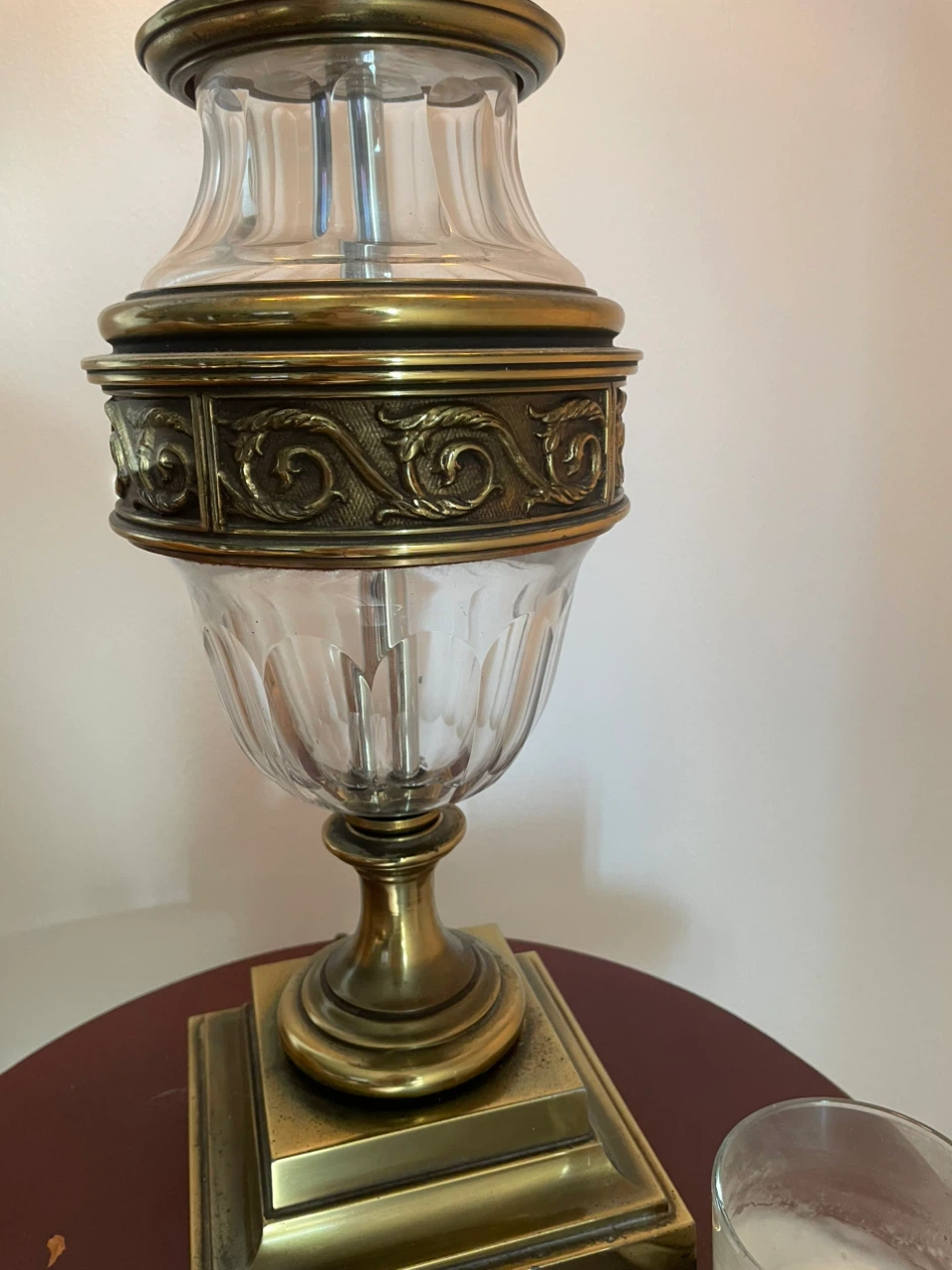 Vintage Brass and Glass Table Lamp - photo 3