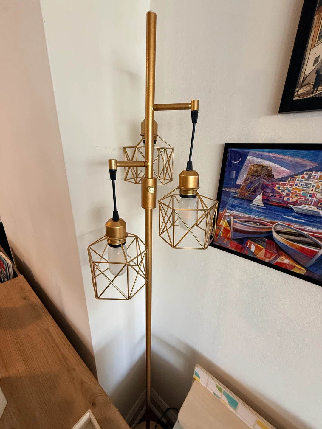 Gold Metal Floor Lamp with bulbs