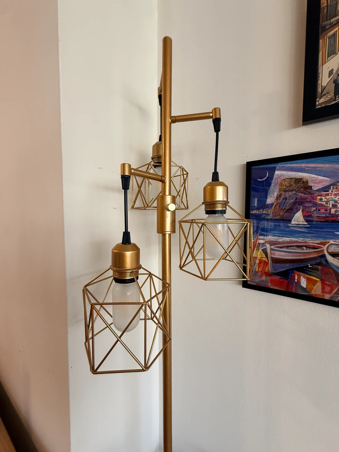Gold Metal Floor Lamp with bulbs - photo 2