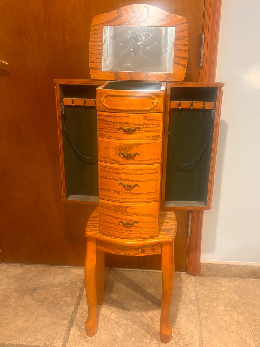 Wooden Jewelry Armoire with Mirror - photo 2
