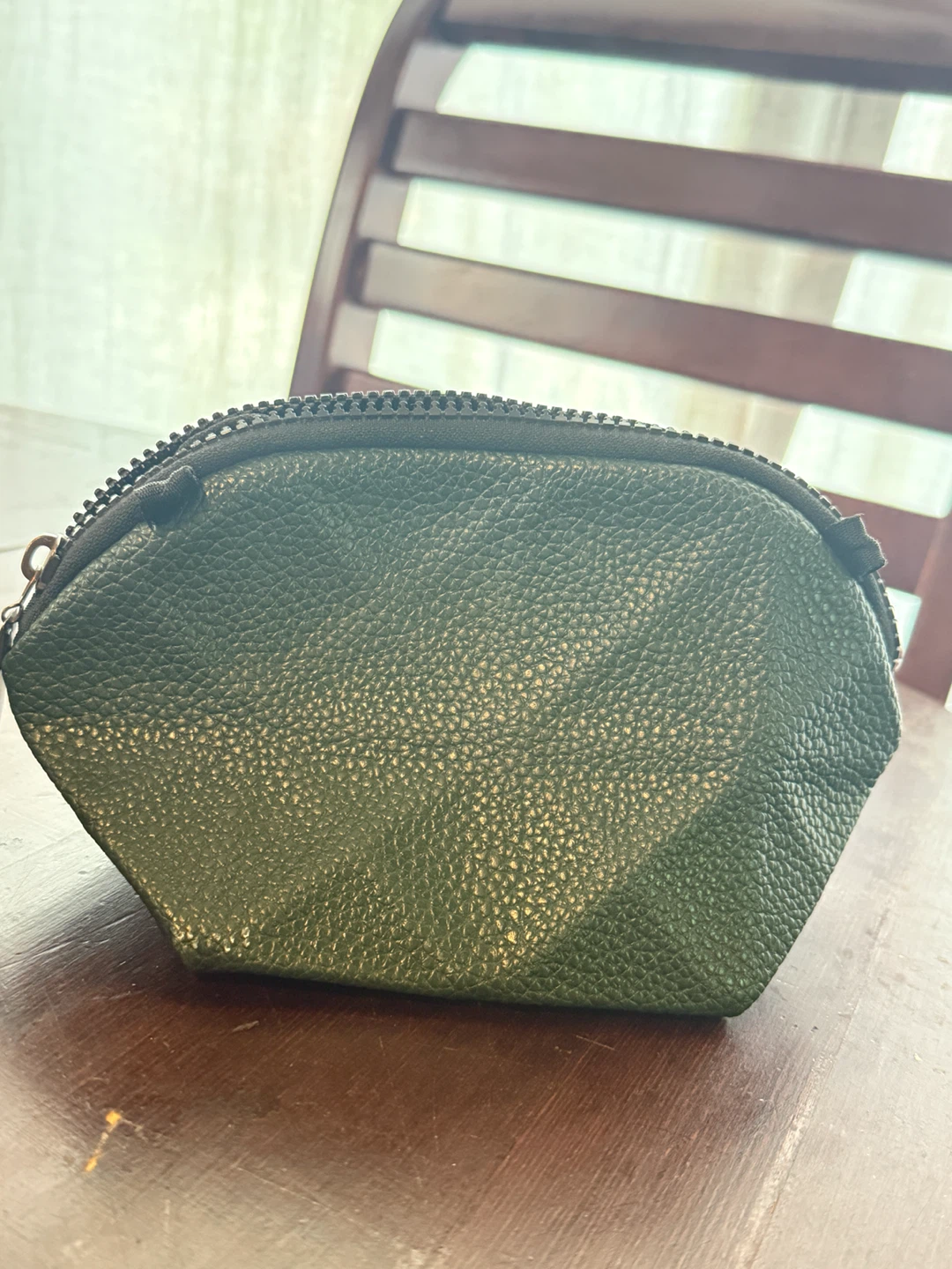Green Textured Pouch with Chain Strap