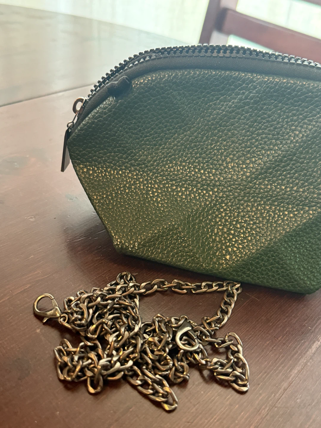 Green Textured Pouch with Chain Strap - photo 2