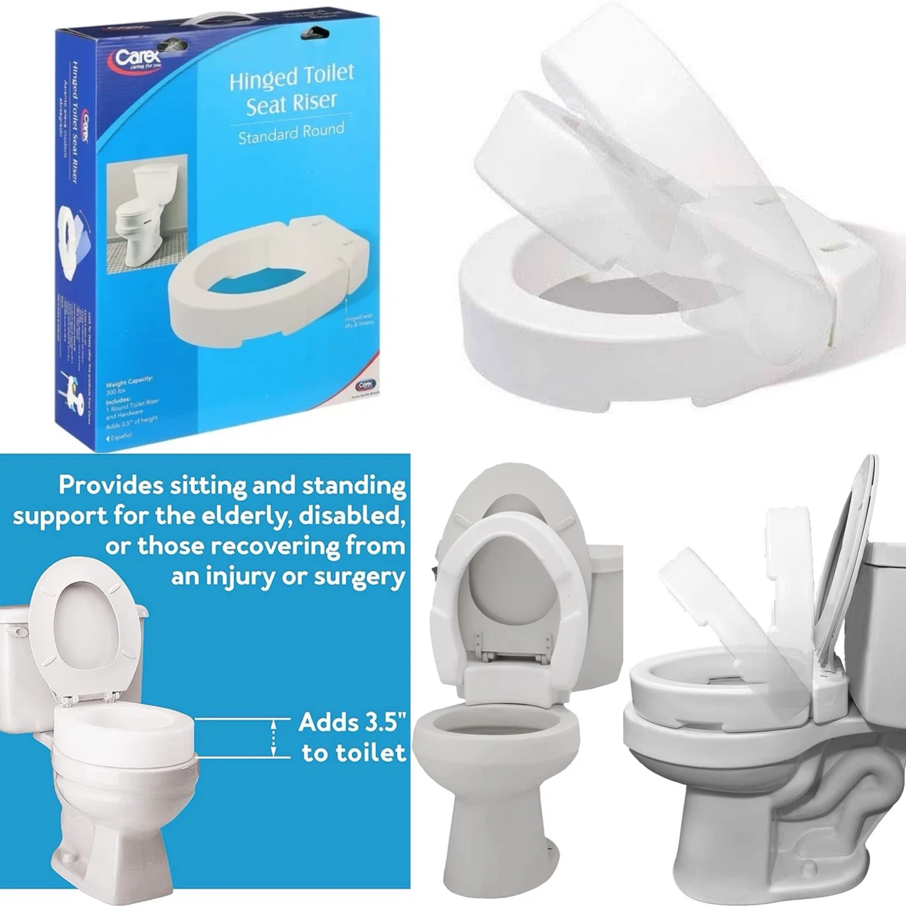 Brand New Hinged Elongated 3.5” Toilet Seat Riser