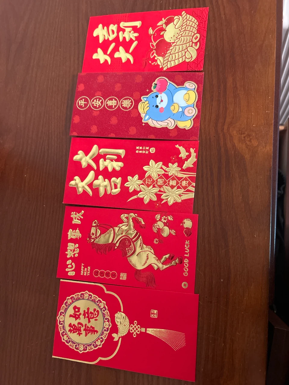 Set of 5 Decorative Red Envelopes