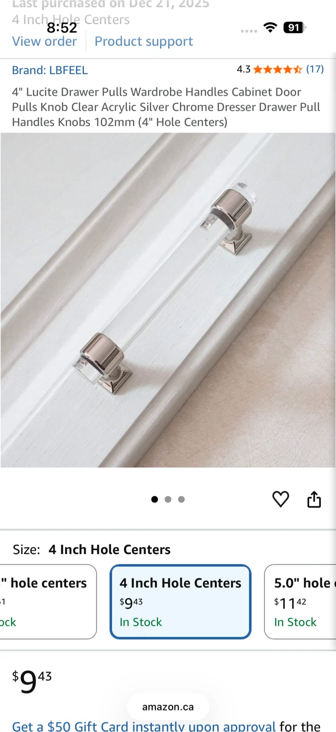 LBFEEL 4-inch Clear Acrylic Drawer Pulls
