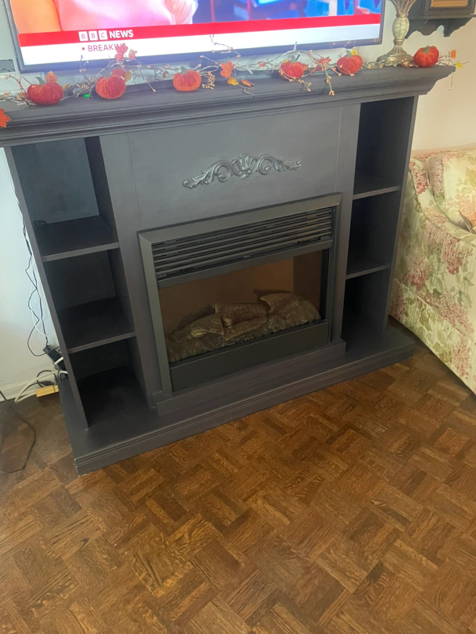 Electric Fireplace Console with Shelving