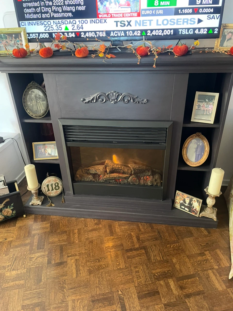 Electric Fireplace Console with Shelving - photo 2