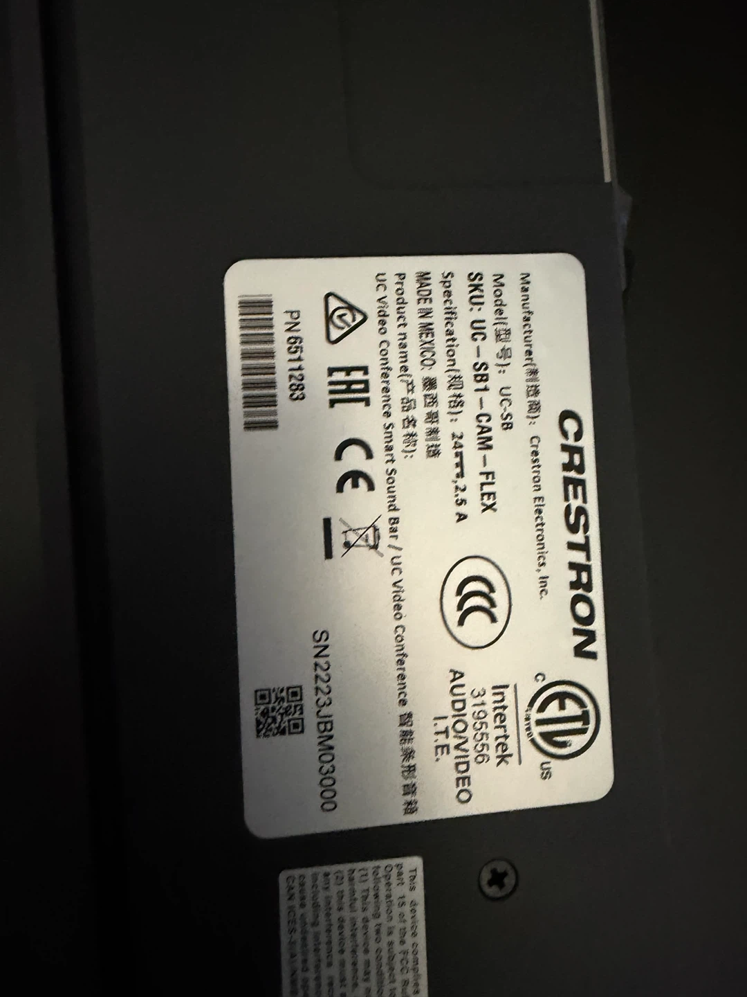 Crestron UC-SB1-CAM-FLEX Smart Soundbar - photo 3