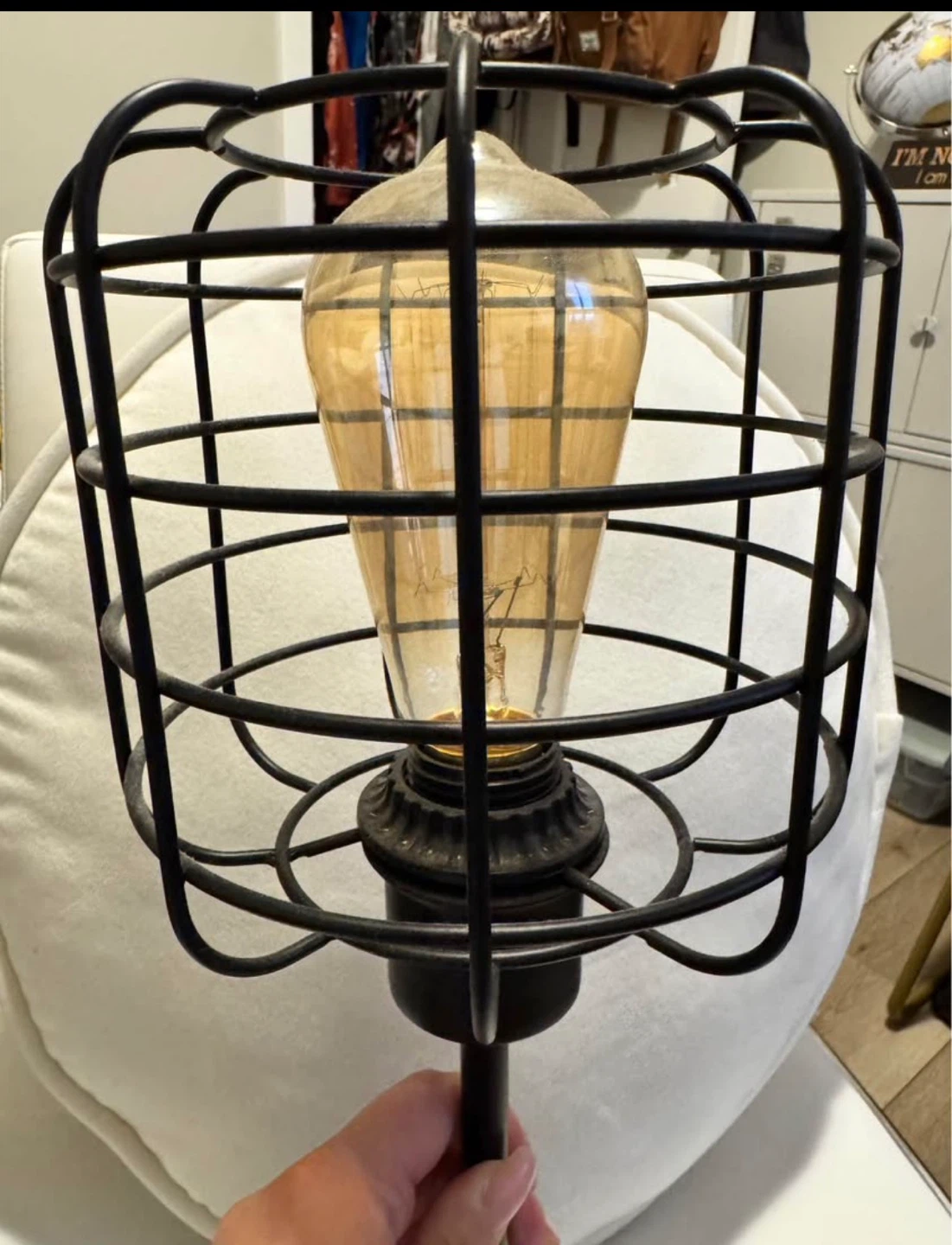 Industrial Style Metal Cage Table Lamp - photo 2