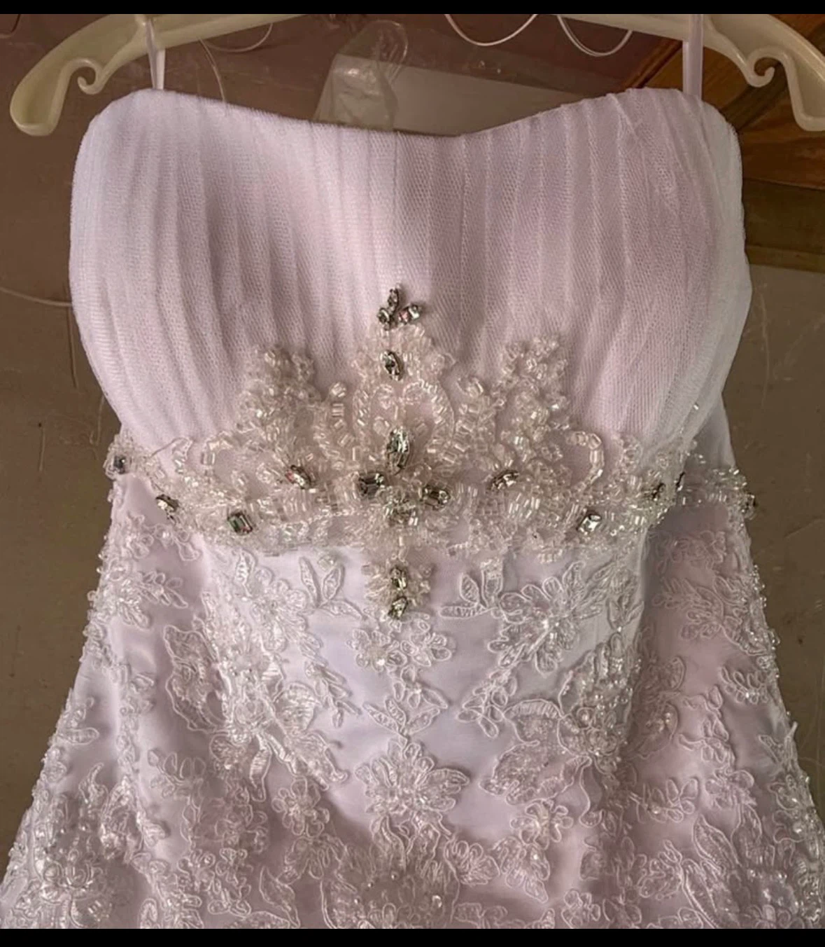 Strapless White Lace Wedding Dress - photo 2