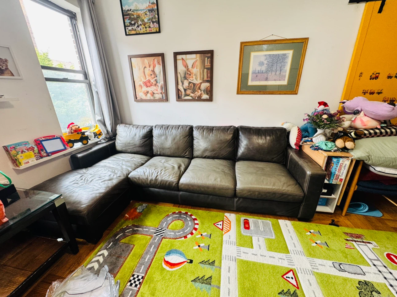 Gray Leather Sectional Sofa