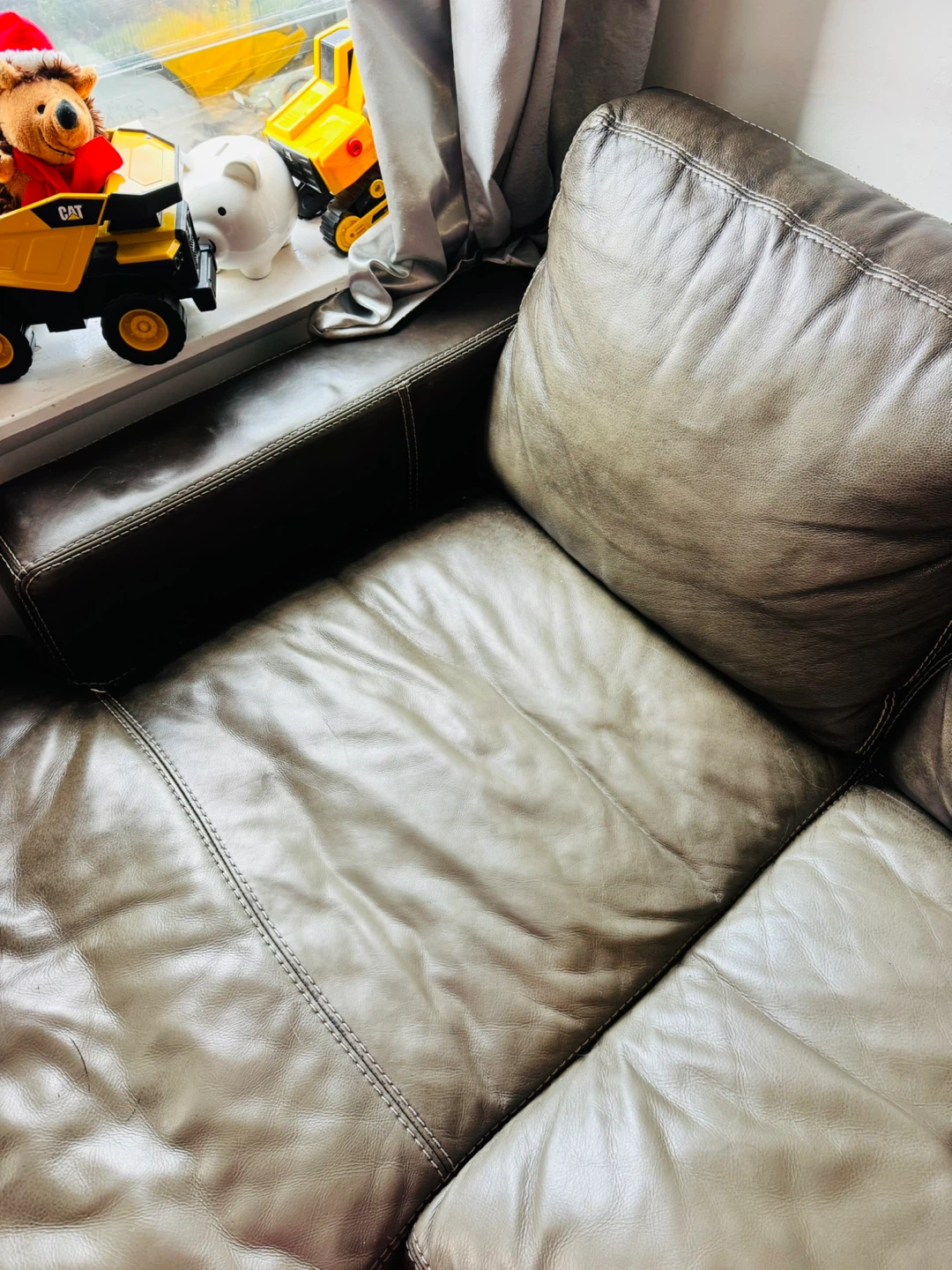 Gray Leather Sectional Sofa - photo 2