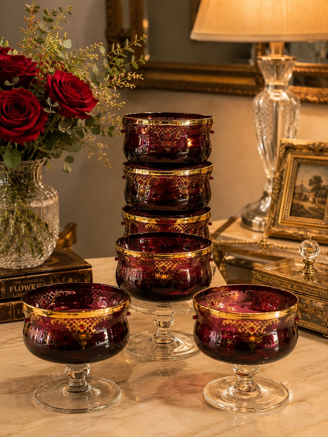 Vintage Ruby Red Glass Dessert Bowls - photo 3