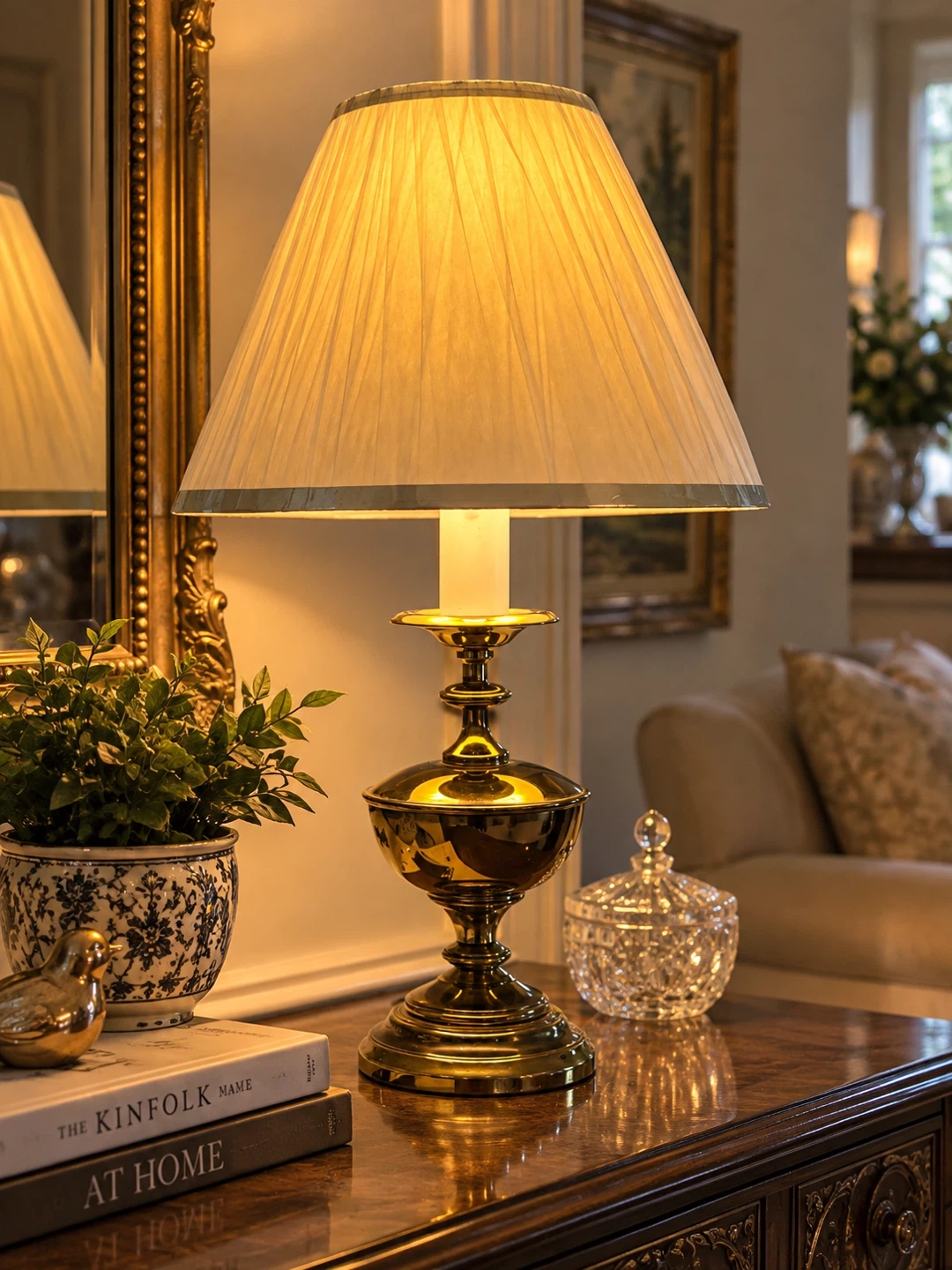 Elegant Vintage Table Lamp – New Shade. 28”