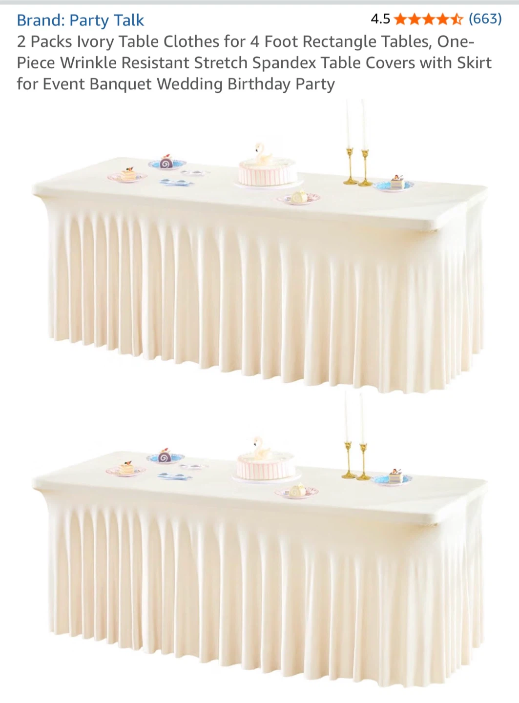 Party Talk Ivory Stretch Table Covers - 2 Pack