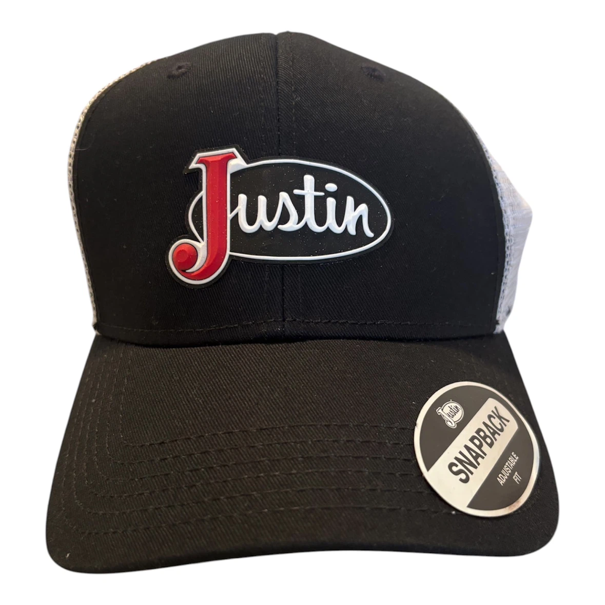 Justin Hat Company Black and White Trucker Hat