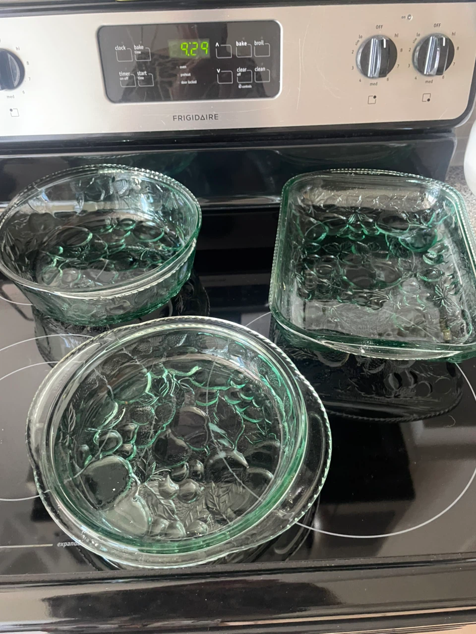 Vintage Green Glass Baking Dish Set