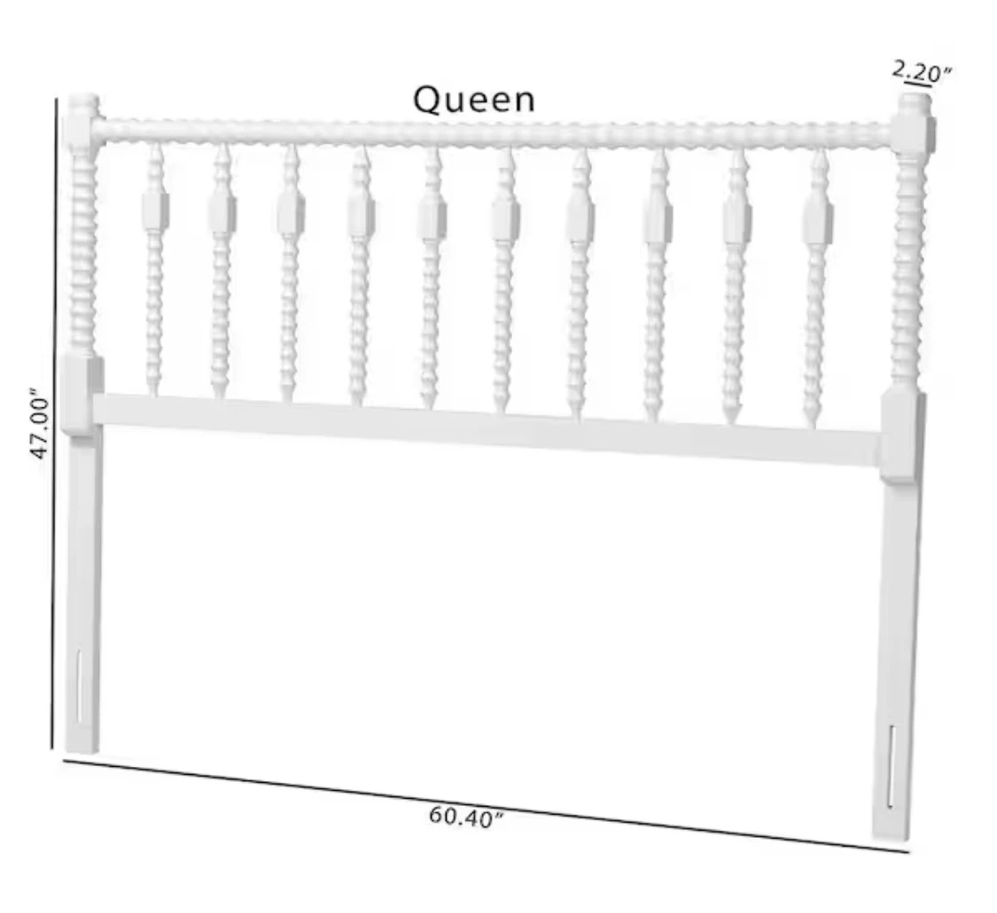 New White French Country Queen Size Spindle Wood Headboard - photo 2