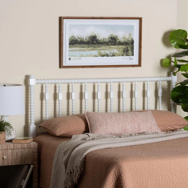 New White French Country Queen Size Spindle Wood Headboard - photo 4