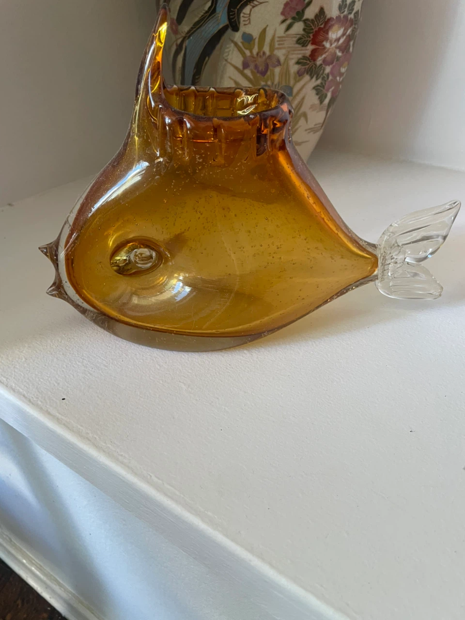 Vintage Amber Glass Fish Figurine