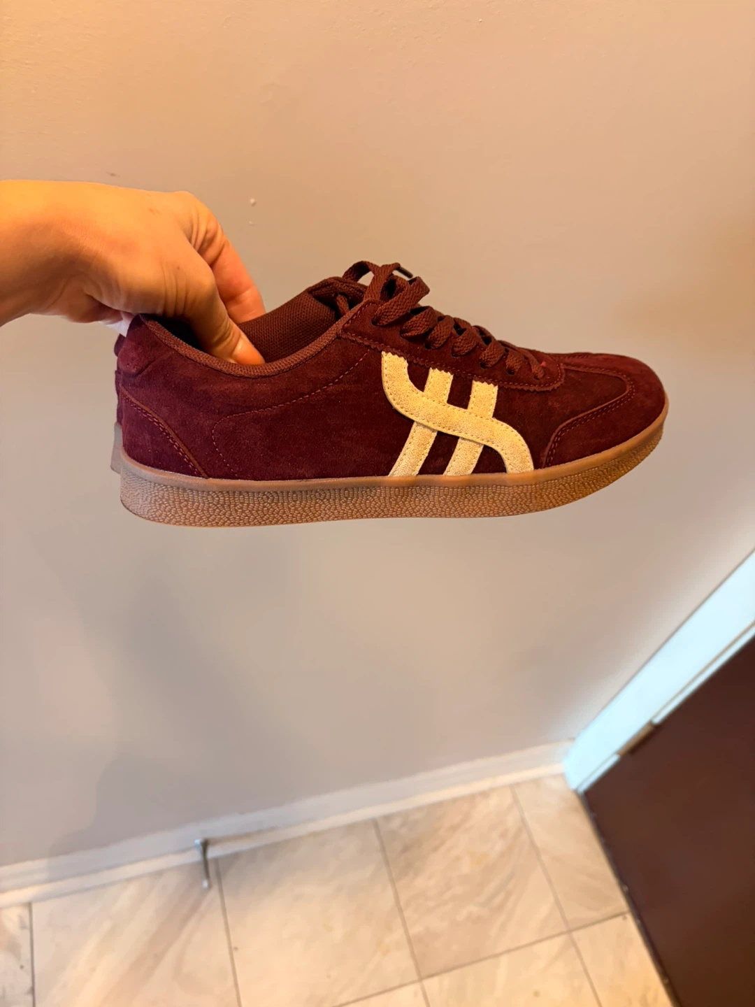 Green Coast Maroon Suede Sneakers
