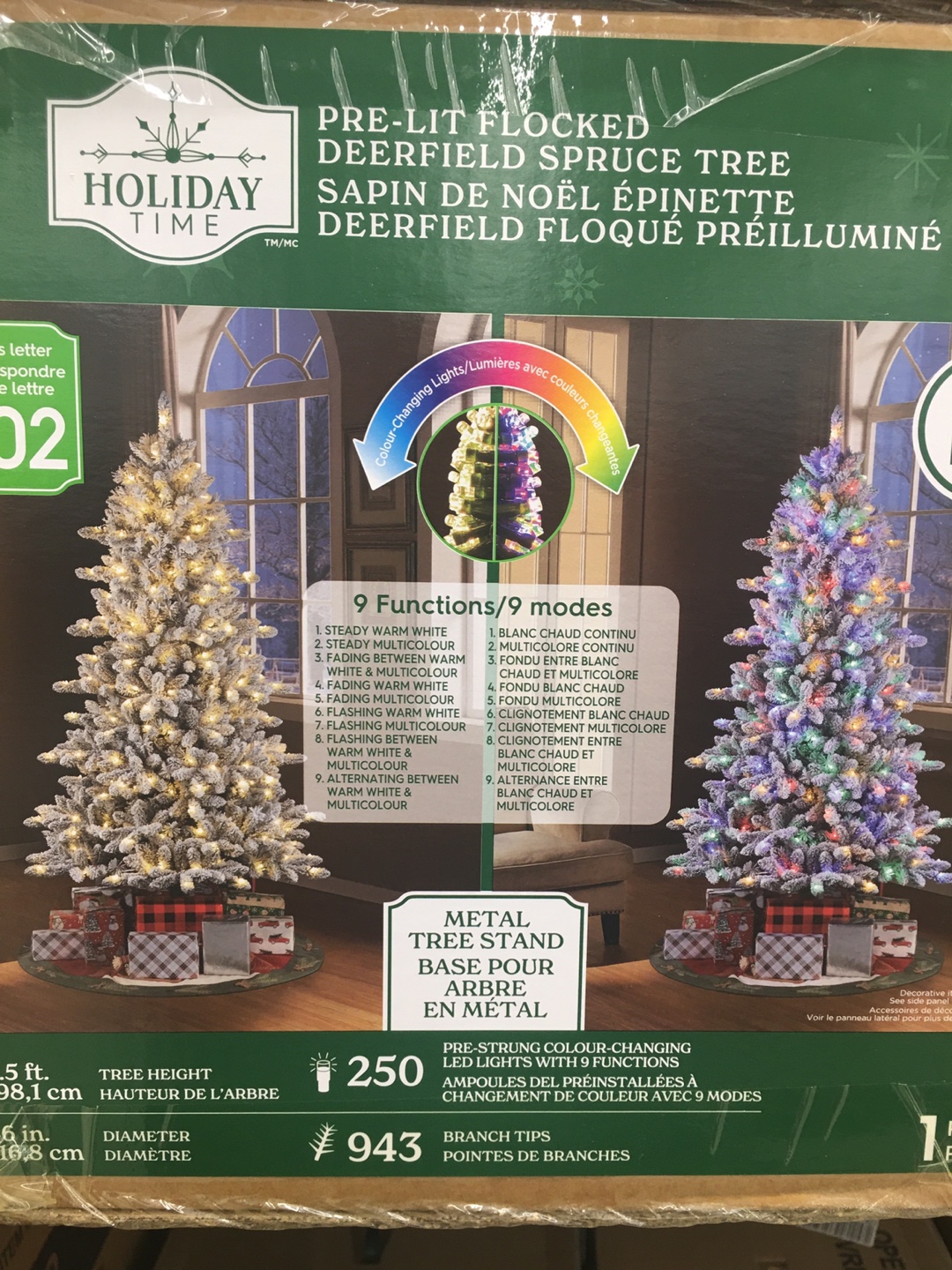 Holiday Time Pre-Lit Flocked Deerfield Spruce Tree