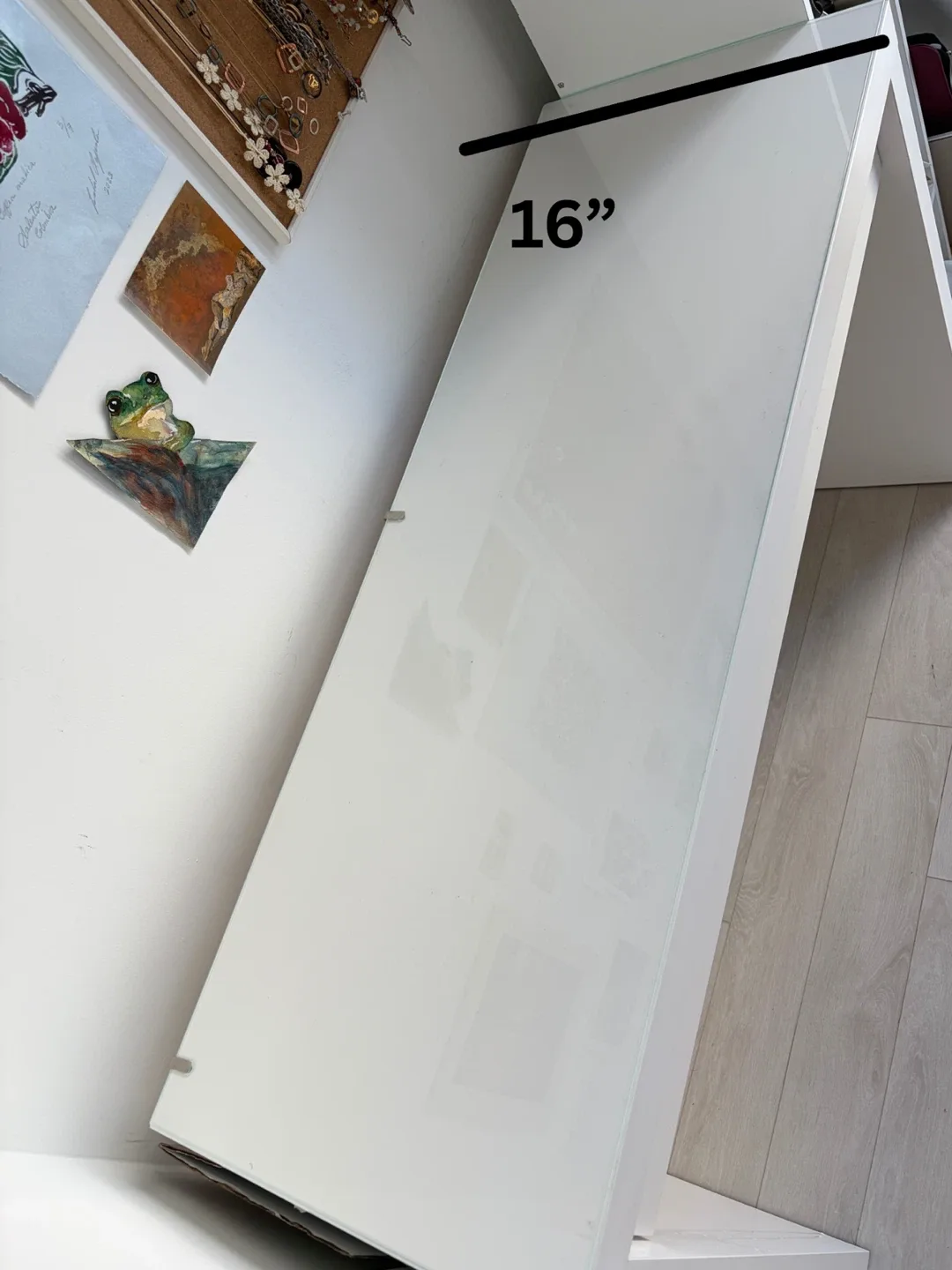 IKEA white desk / vanity with glass top - photo 3