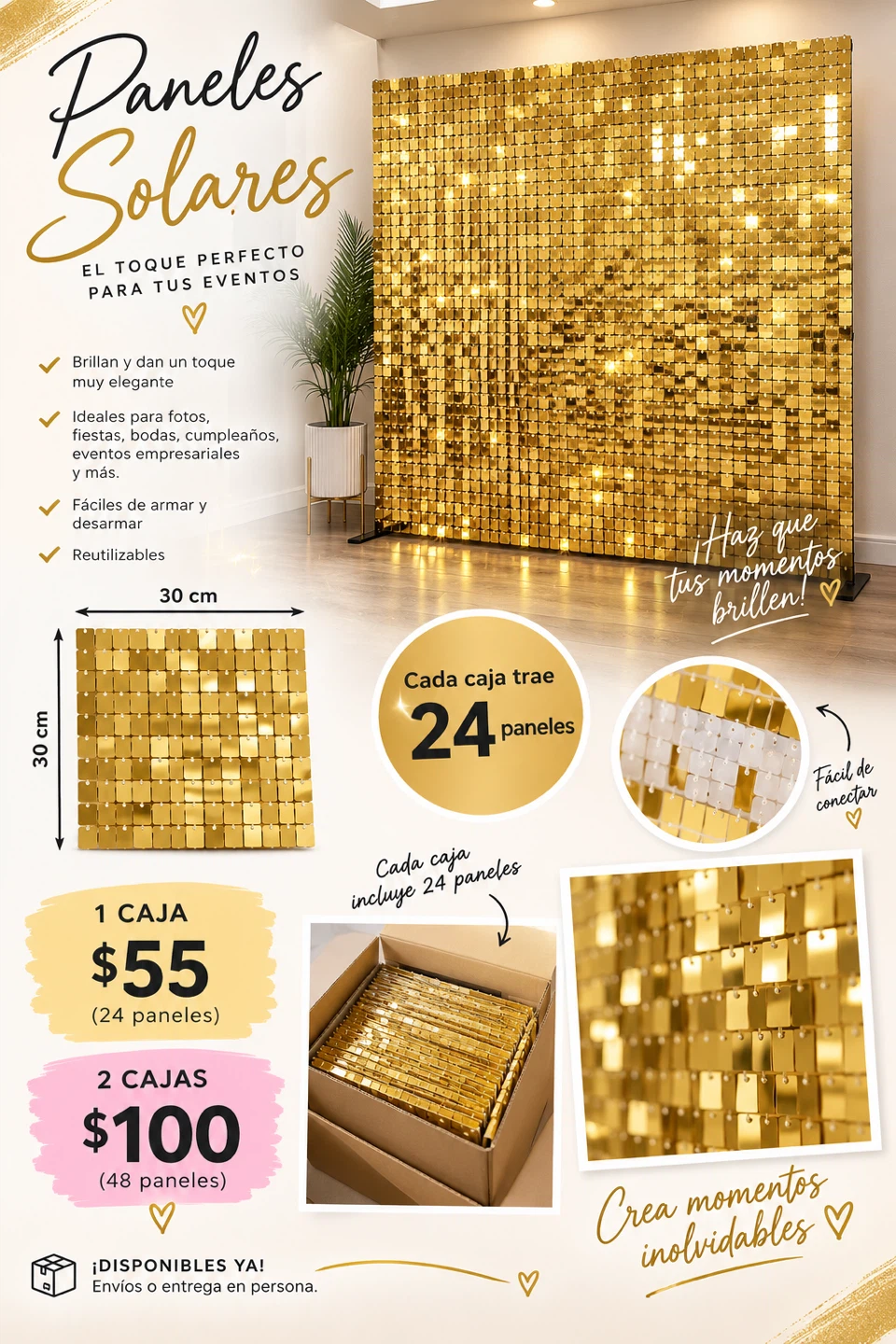 Gold Shimmer Wall Panels – 24 Pieces - photo 4