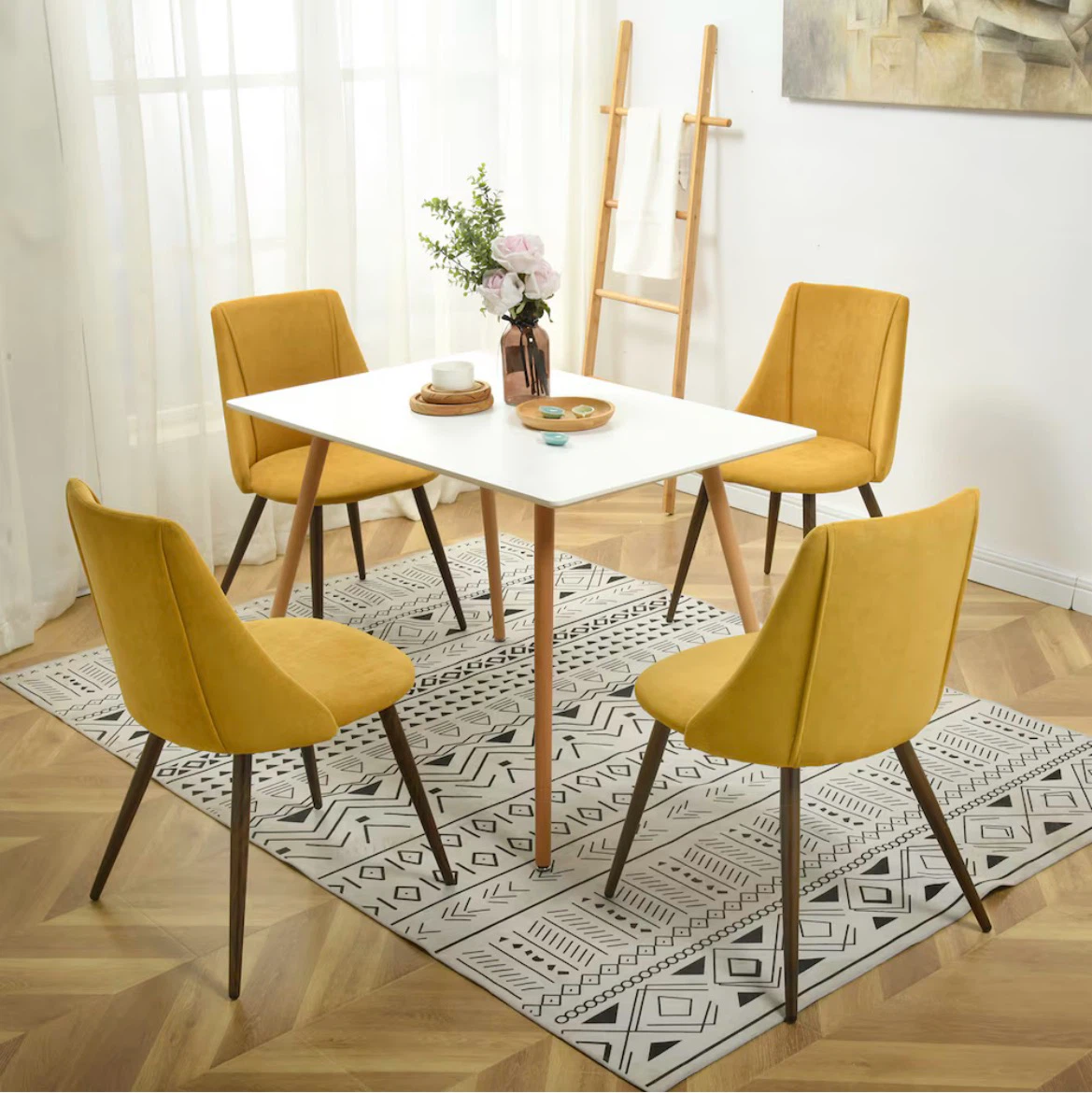 Homy Casa Smeg Yellow Upholstered Dining Chairs - photo 4