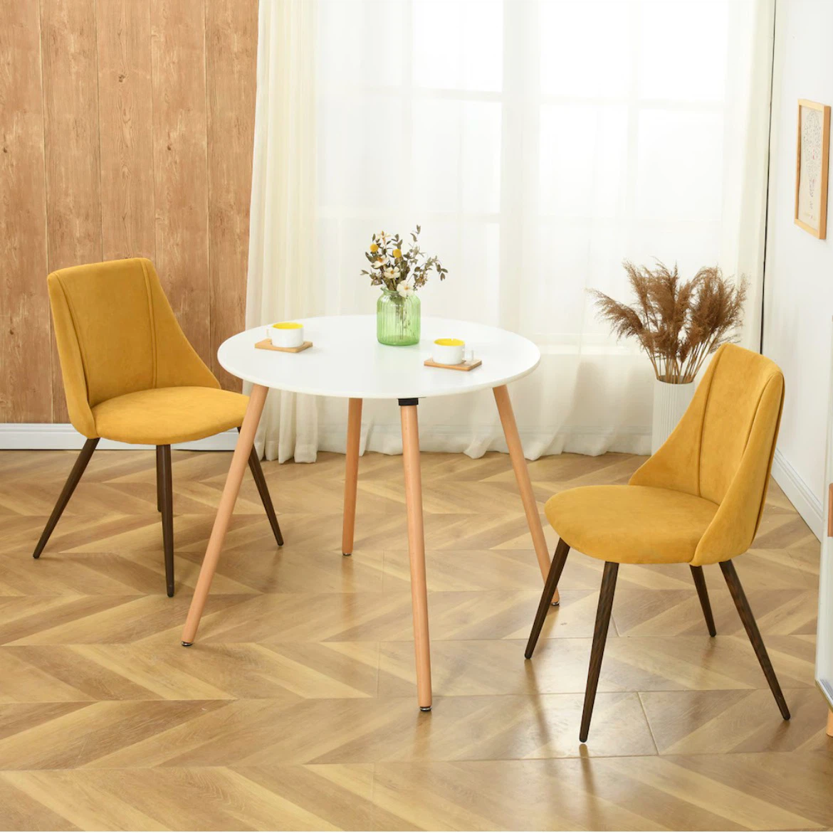 Homy Casa Smeg Yellow Upholstered Dining Chairs - photo 5