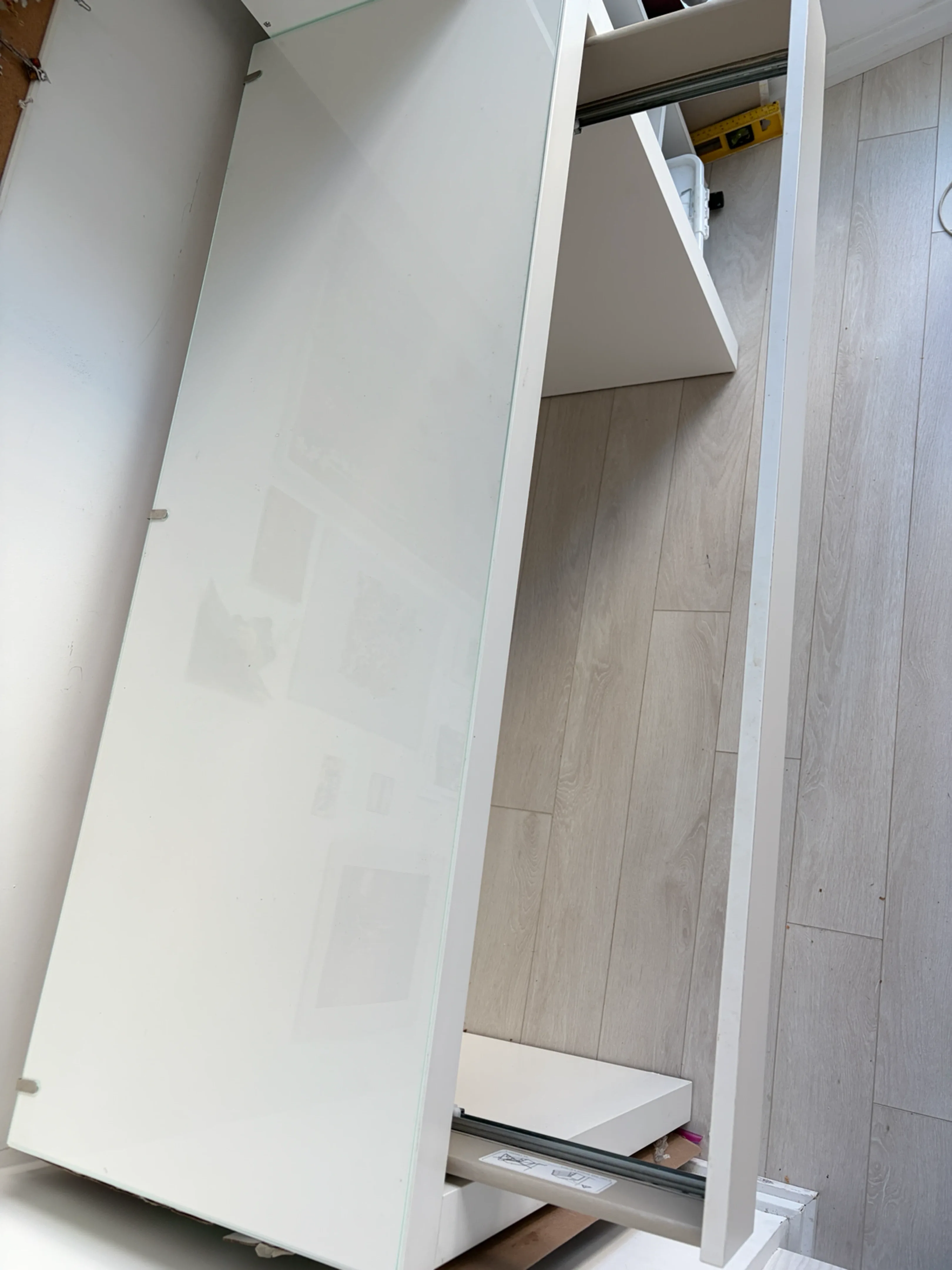IKEA white desk / vanity with glass top - photo 4