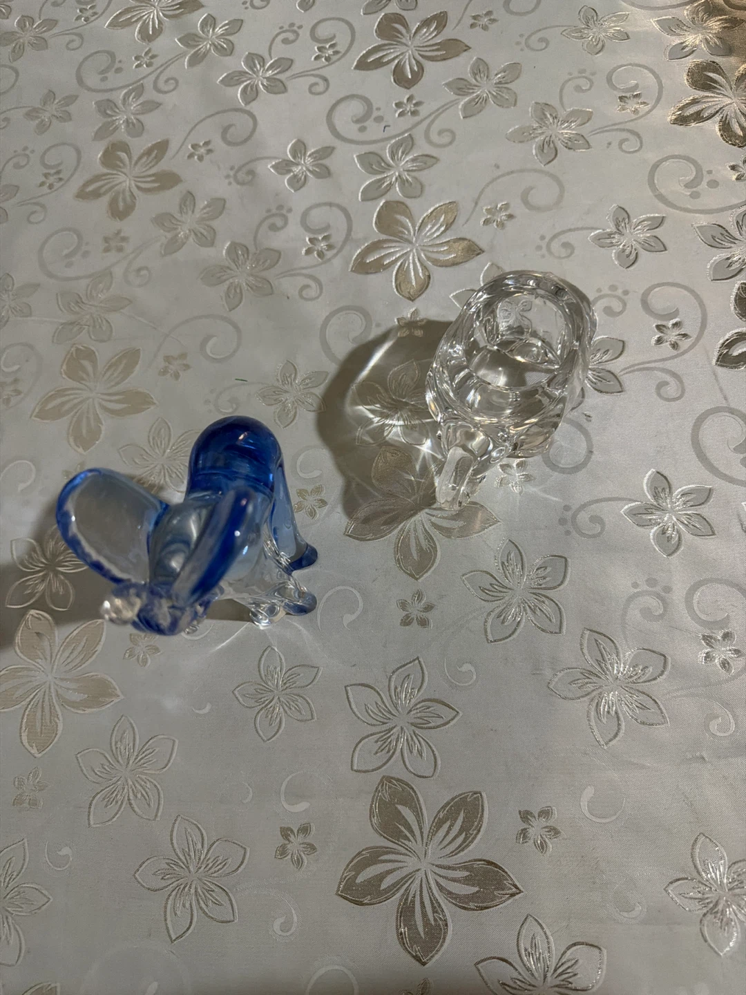 Set of Two Glass Elephant Figurines