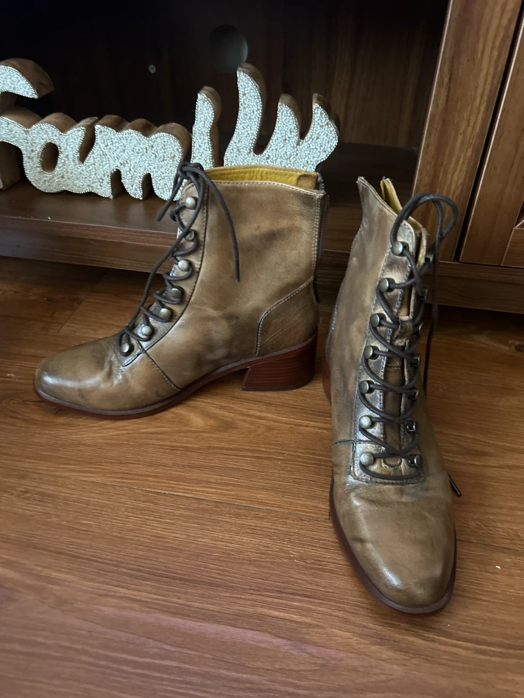 Born Lace-Up Leather Ankle Boots
