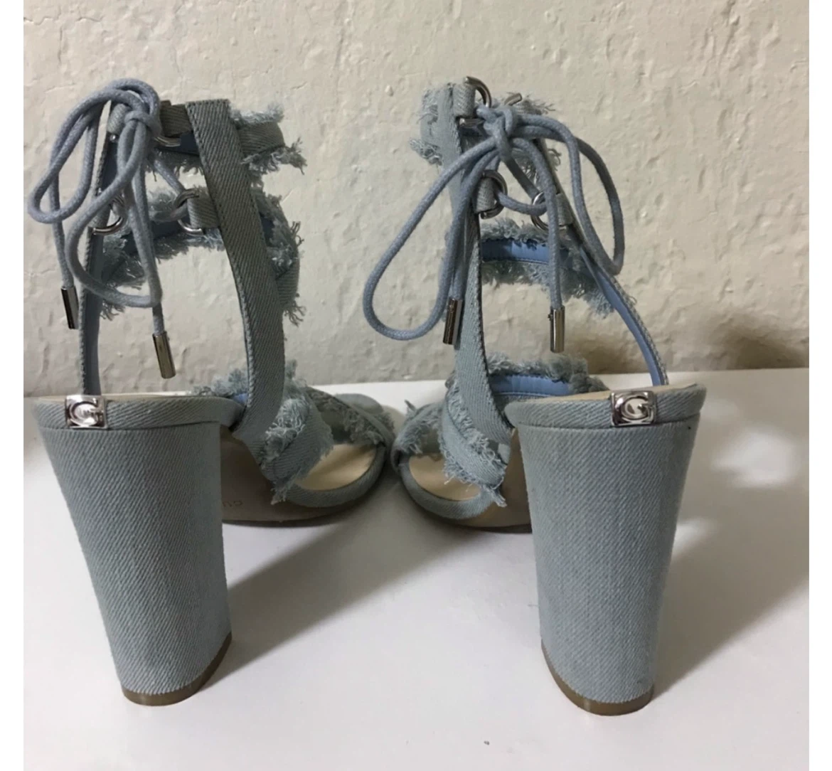 GUESS Denim Lace-Up Block Heel Sandals - photo 4