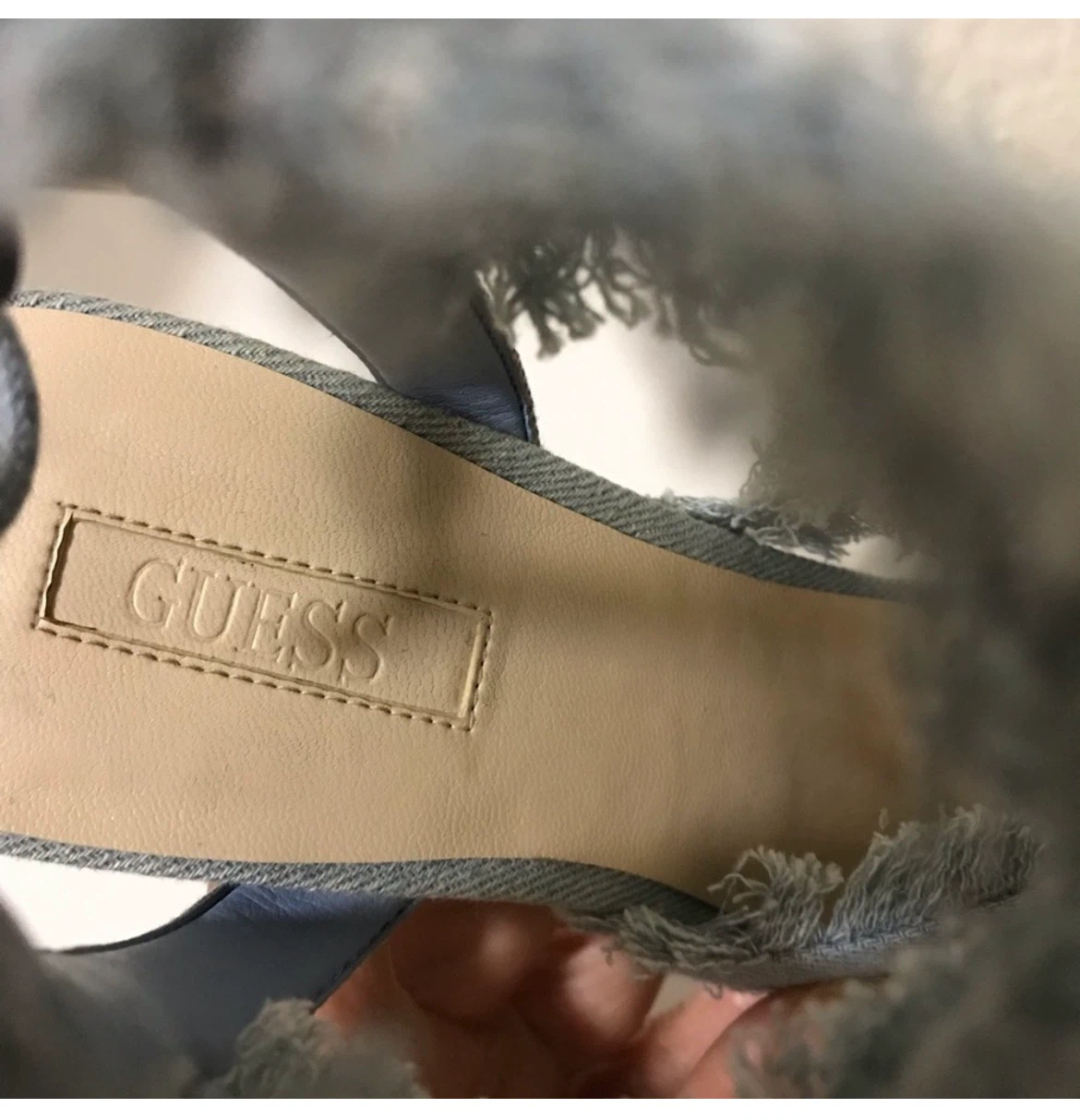 GUESS Denim Lace-Up Block Heel Sandals - photo 5