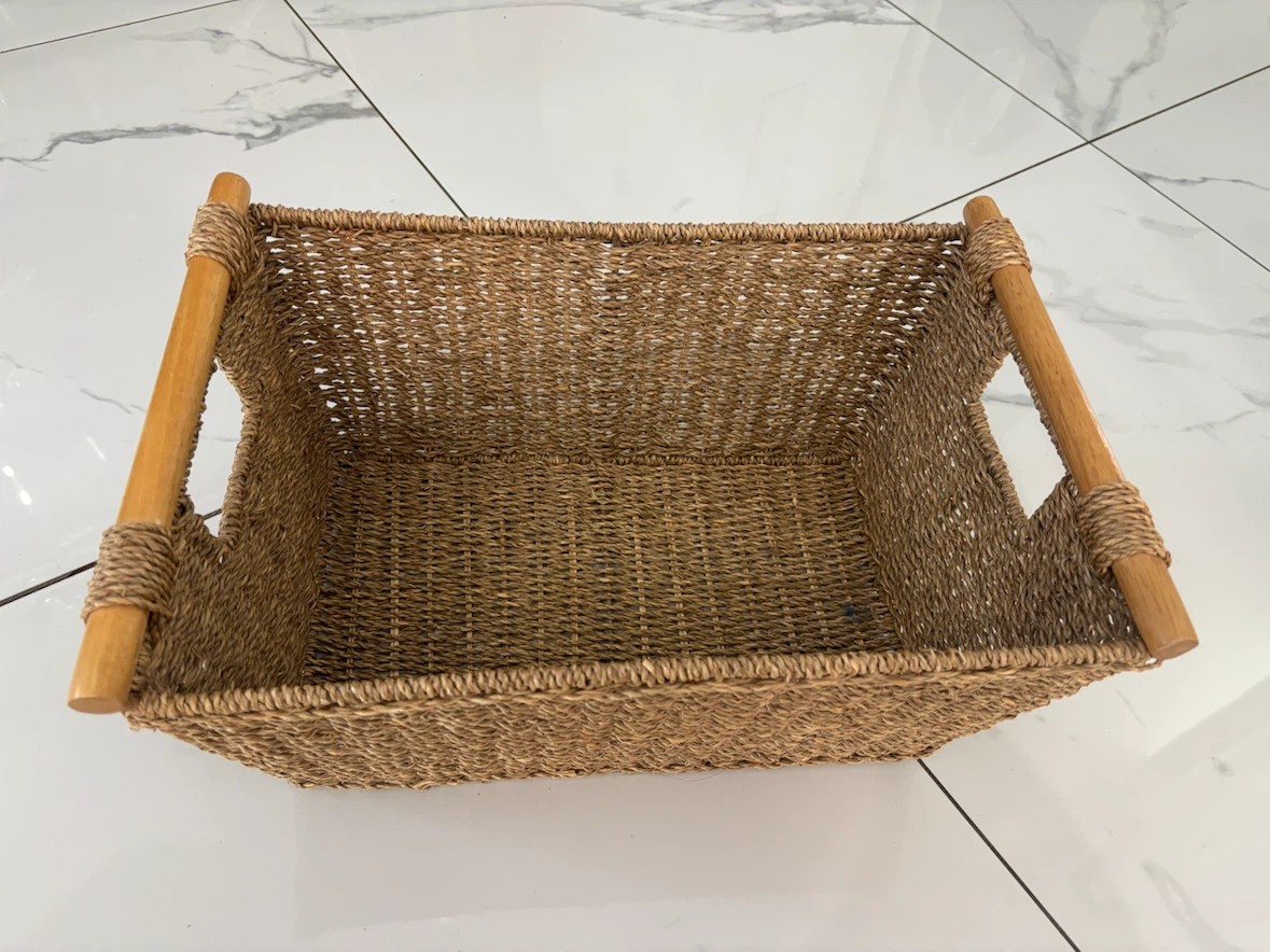 Woven Storage Basket with Wooden Handles