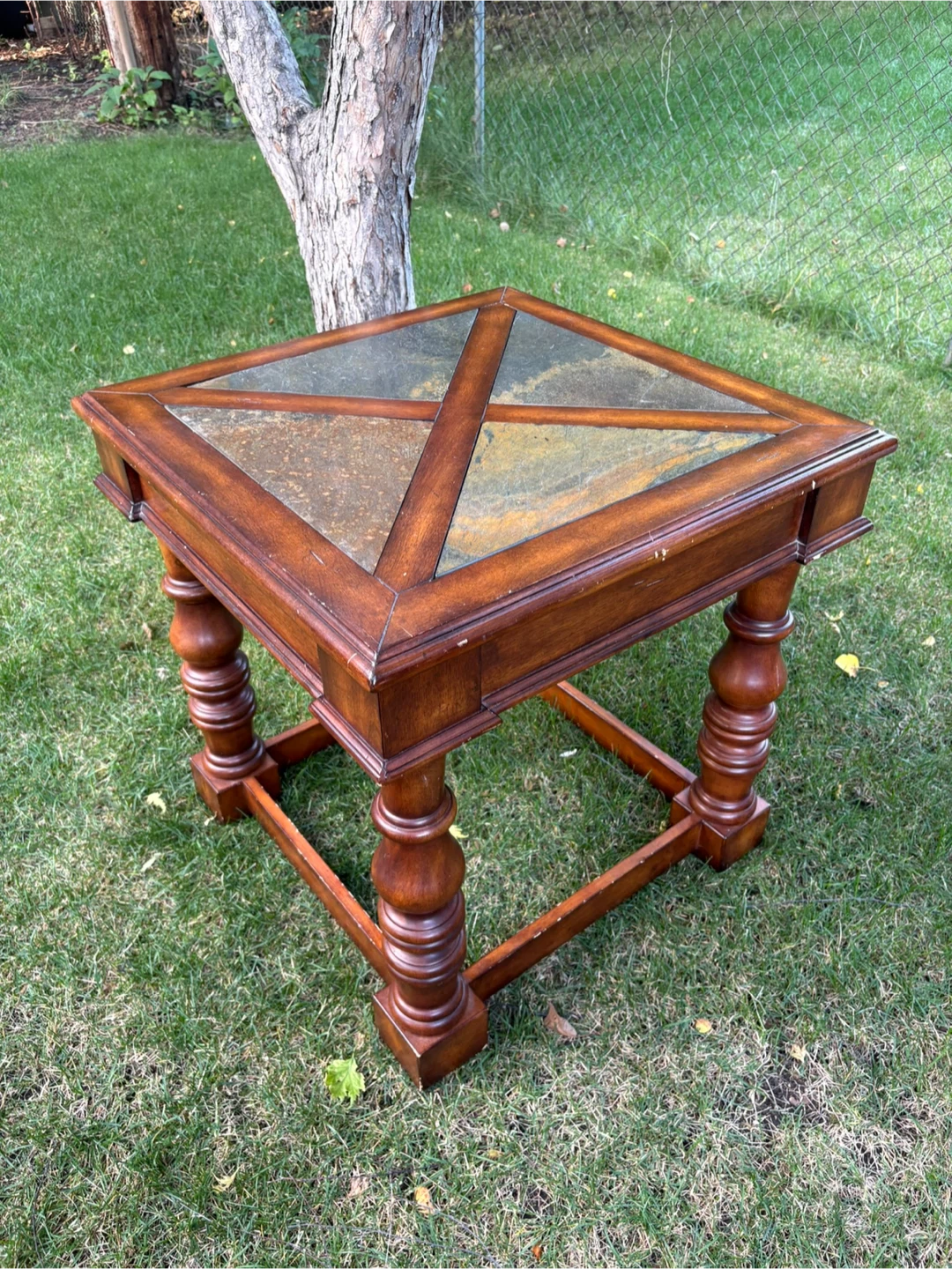 Wooden Side Table with Slate Top - can deliver