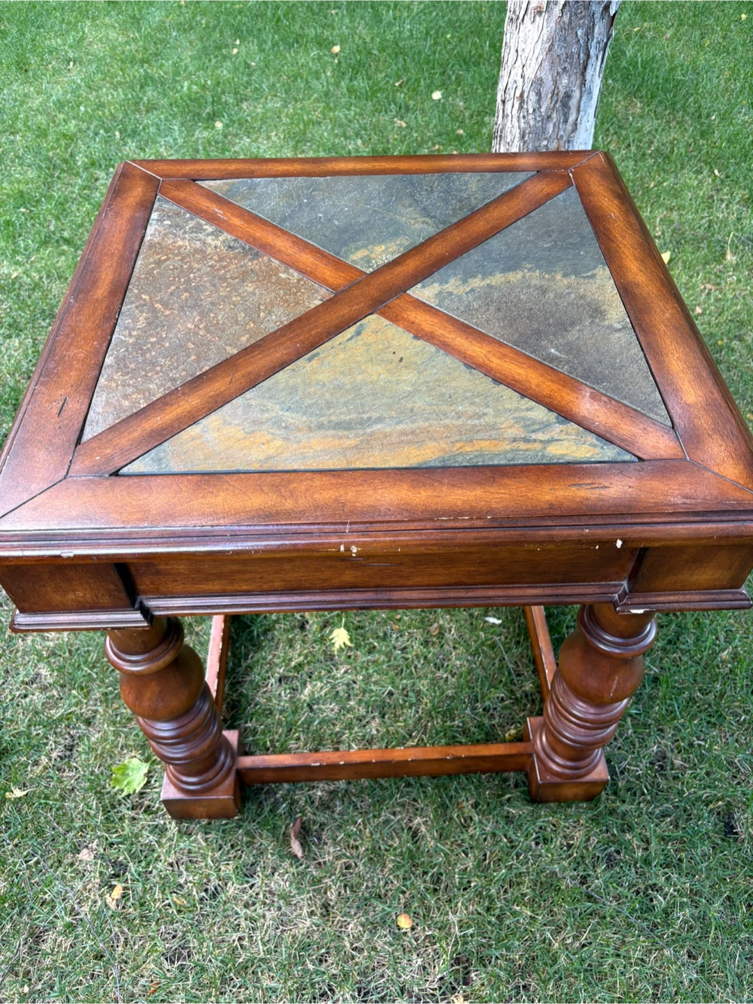 Wooden Side Table with Slate Top - can deliver - photo 2