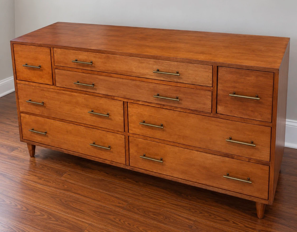 New Mid Century Modern 8 Drawer Storage Dresser Sideboard Buffet