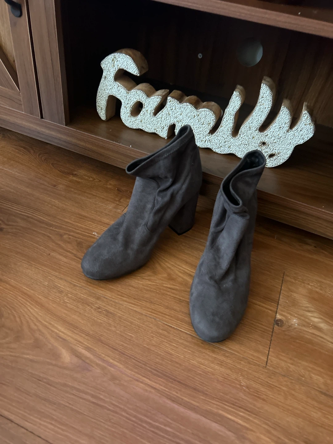 Gray Suede Ankle Boots
