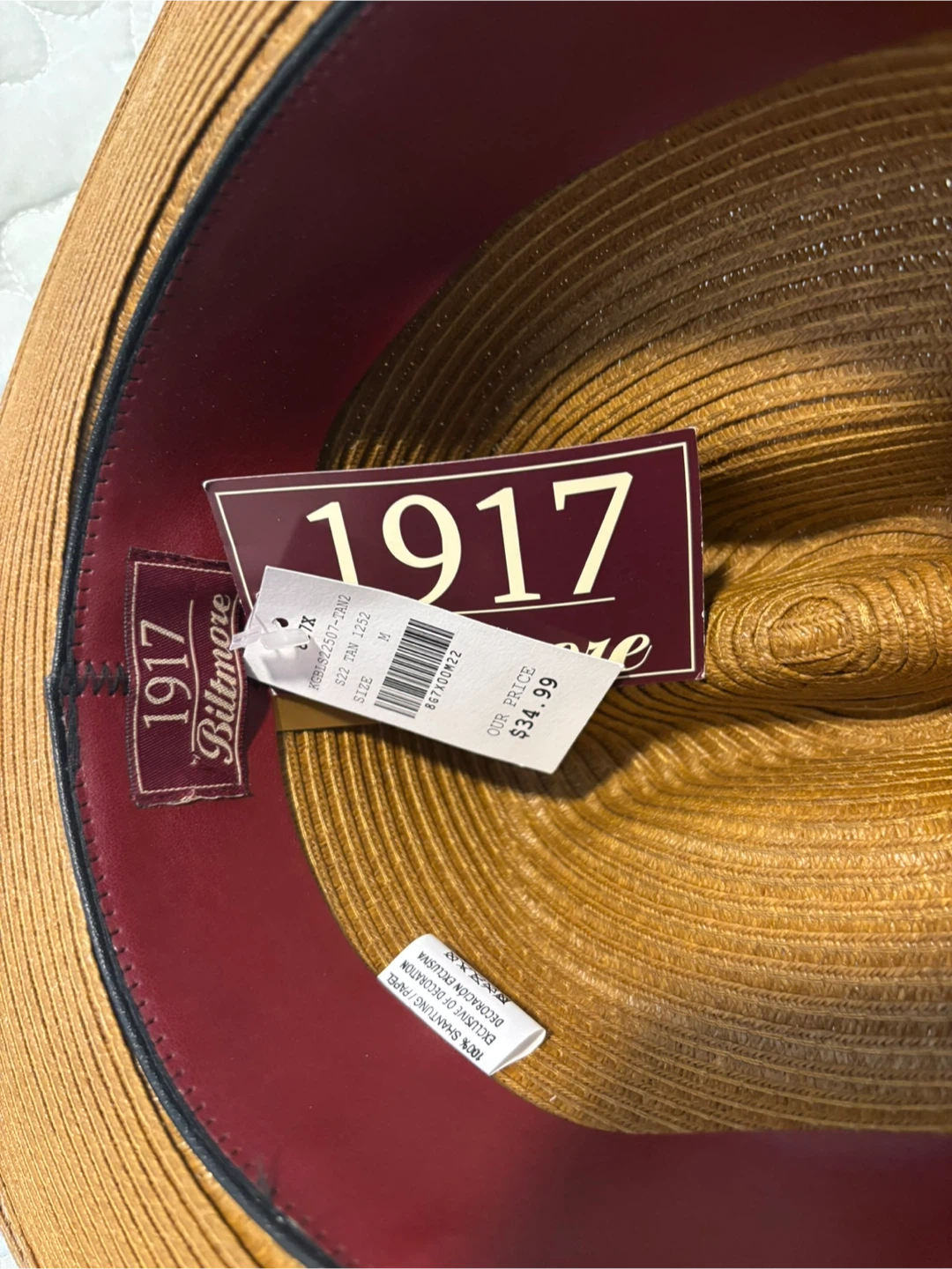 Men’s 1917 Biltmore Tan Straw Hat - photo 5