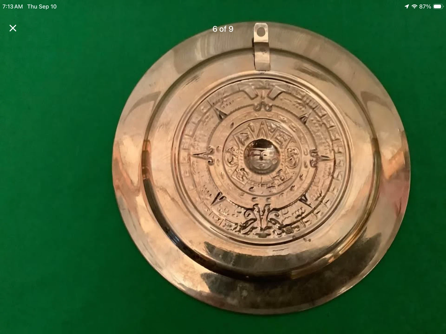 Vt Alpaca Silver Aztec Calendar w Mother of Pearl Inlaid 🐞 - photo 5