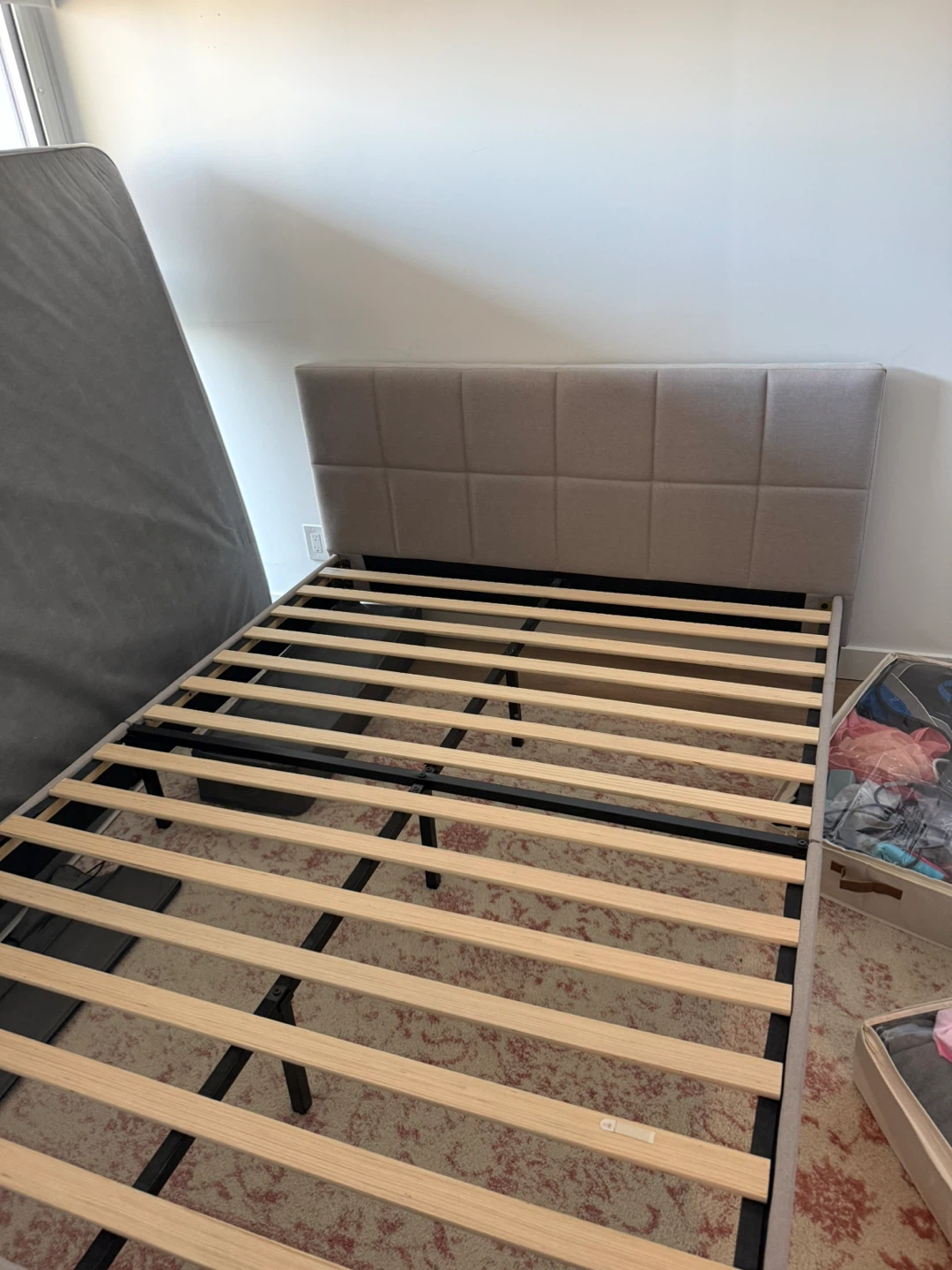 Upholstered Grey Queen Bed Frame