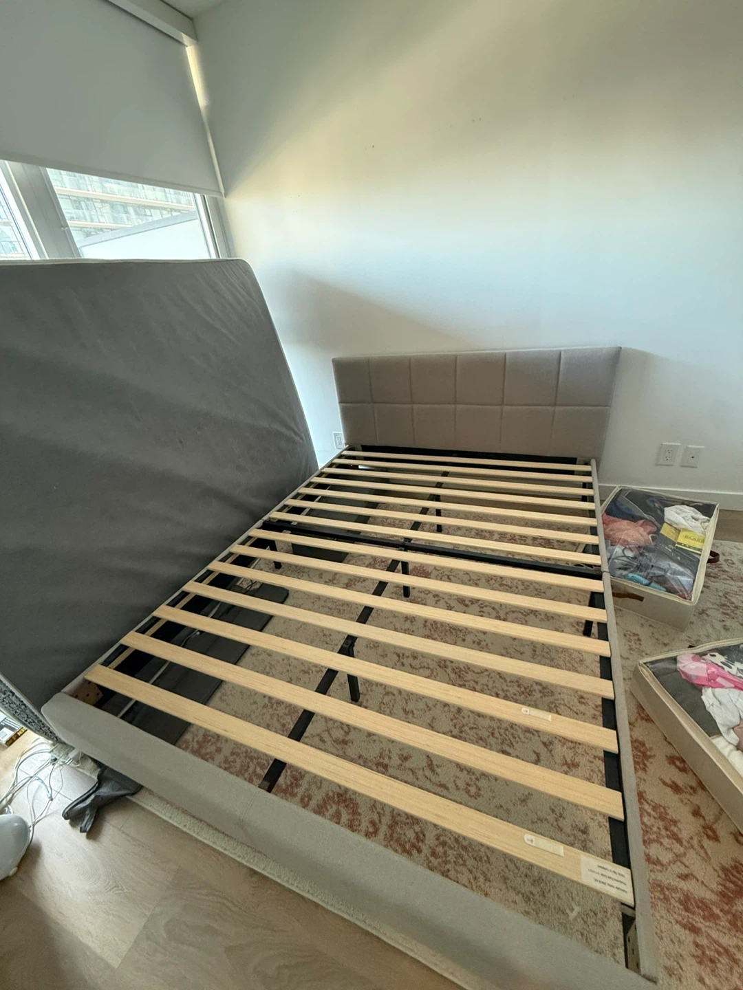 Upholstered Grey Queen Bed Frame - photo 2