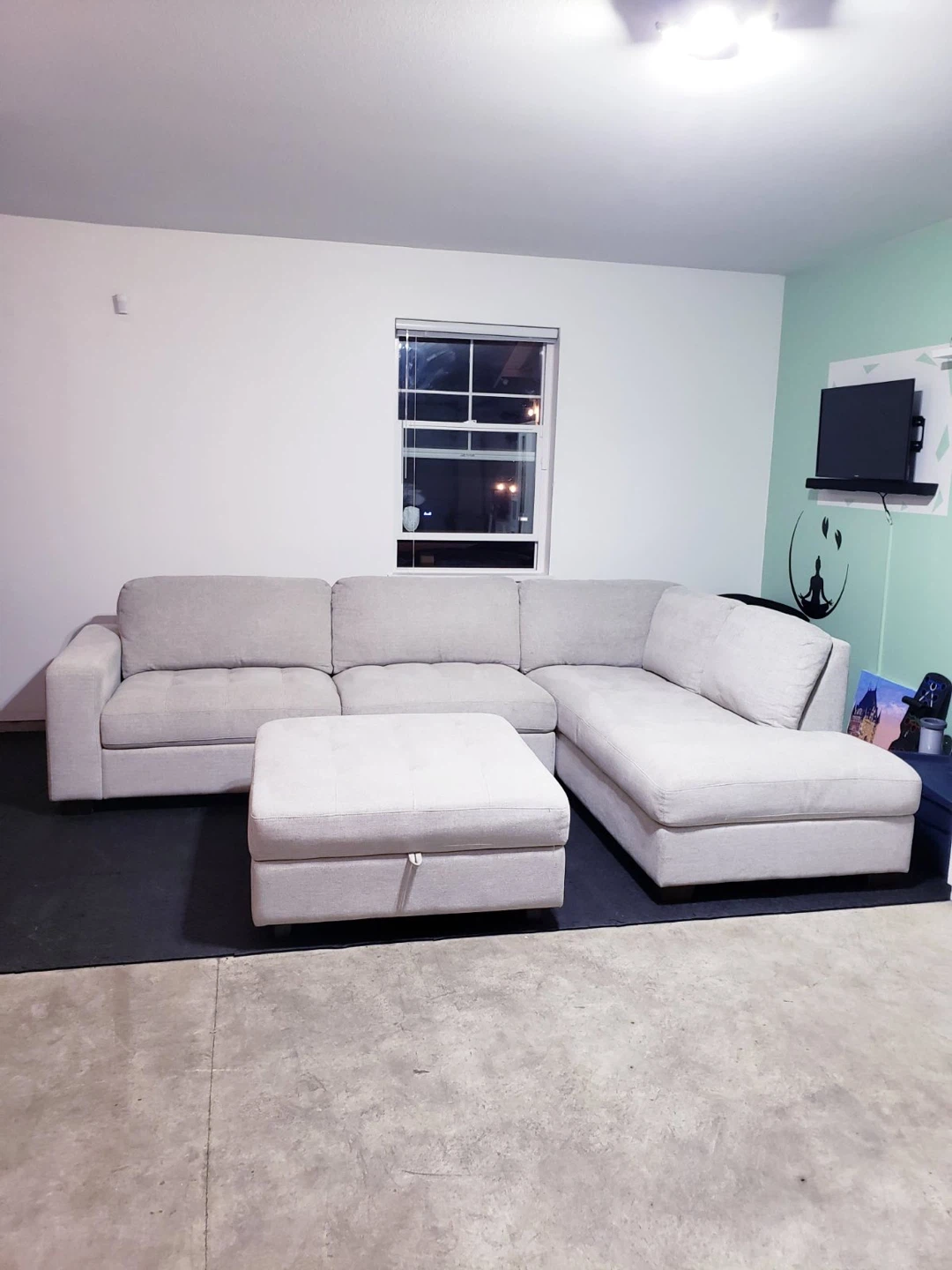 Light Grey Sectional Sofa with Storage Ottoman - photo 3