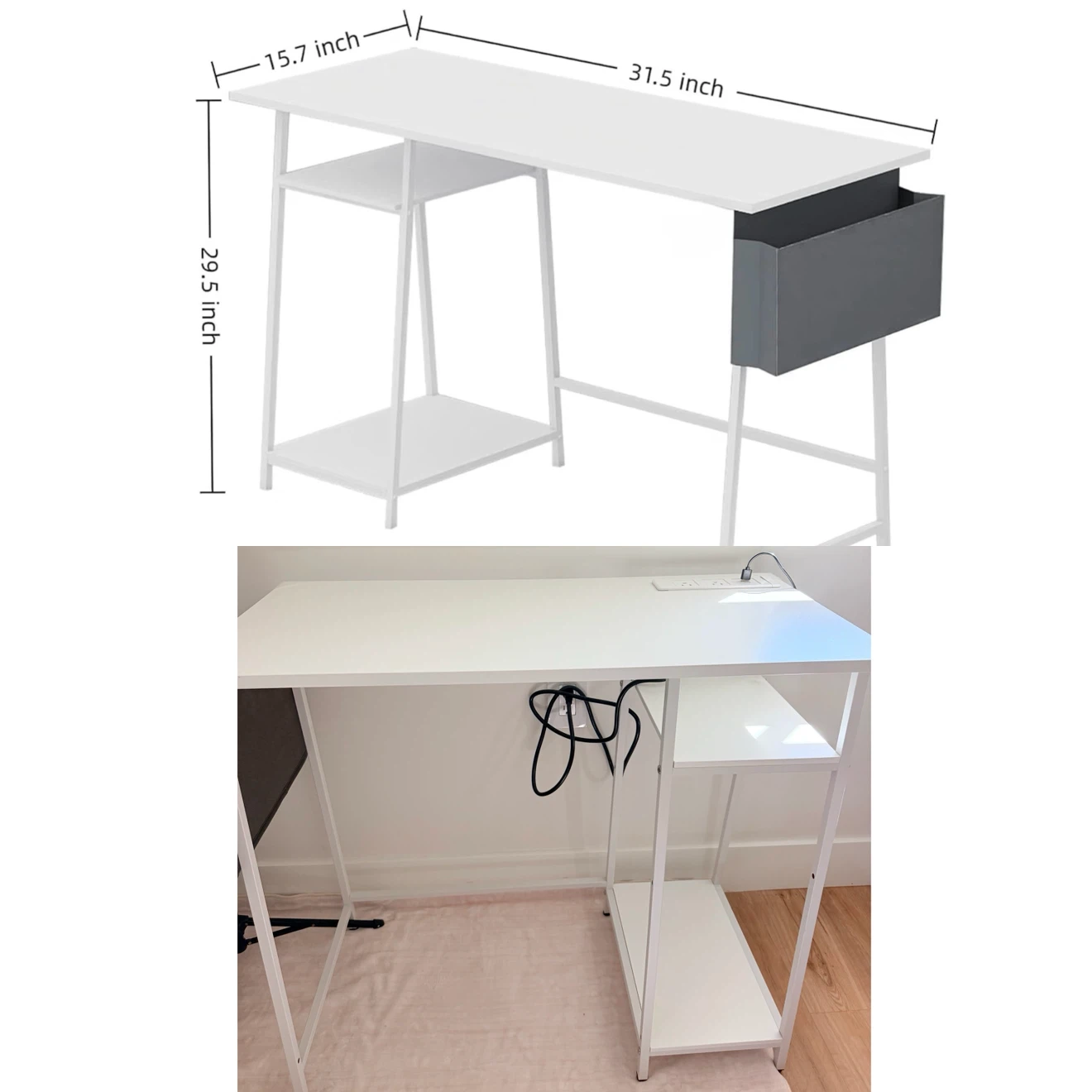 White Computer Desk with Storage