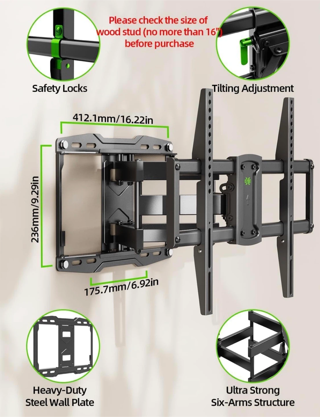 USX Mount Full Motion TV Wall Mount 37-86 inch - photo 4