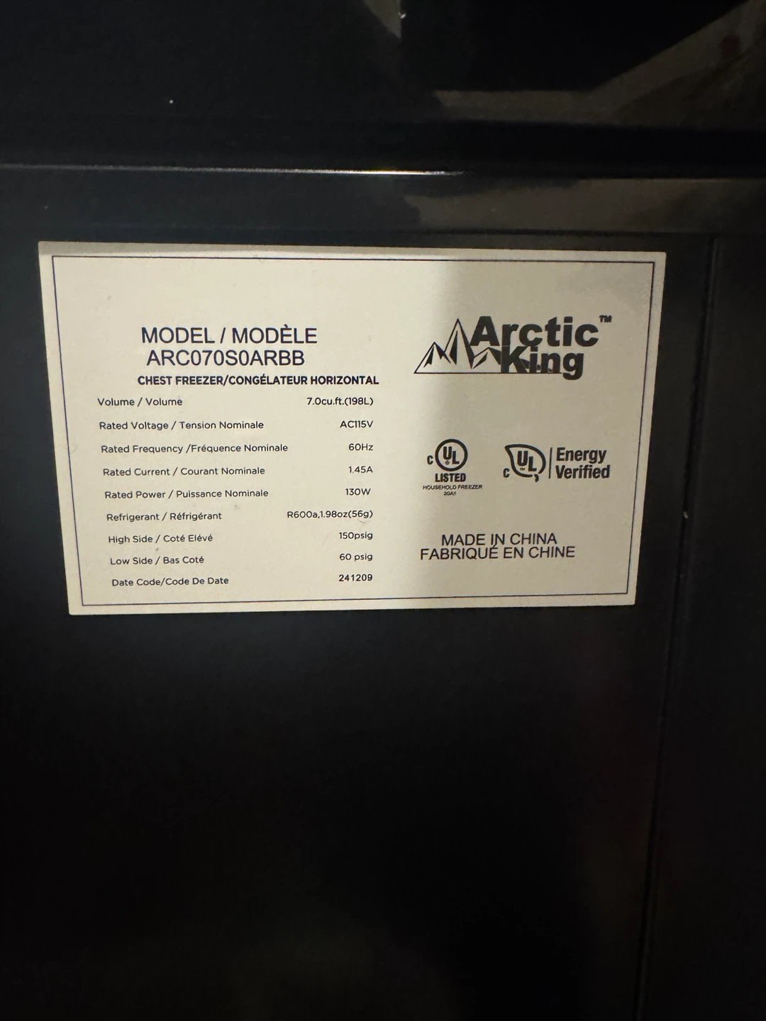 Arctic King 7.0 cu. ft. Chest Freezer