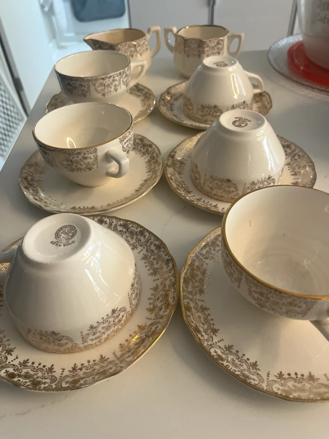 Vintage Georgian China Tea Set – 22K Gold Filigree - photo 2