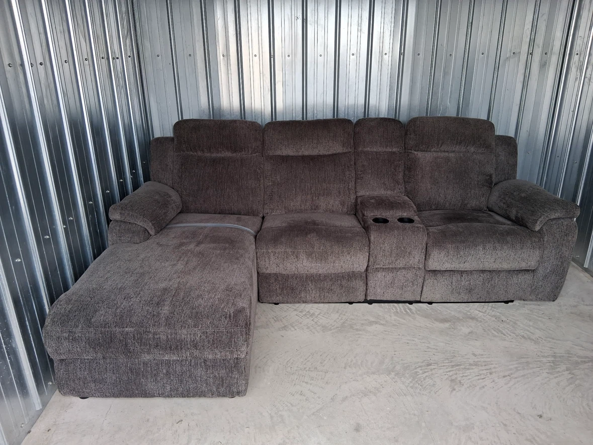 Fabric Reclining Sectional Sofa with Chaise and Console